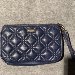 Tory Burch quilted blue wristlet